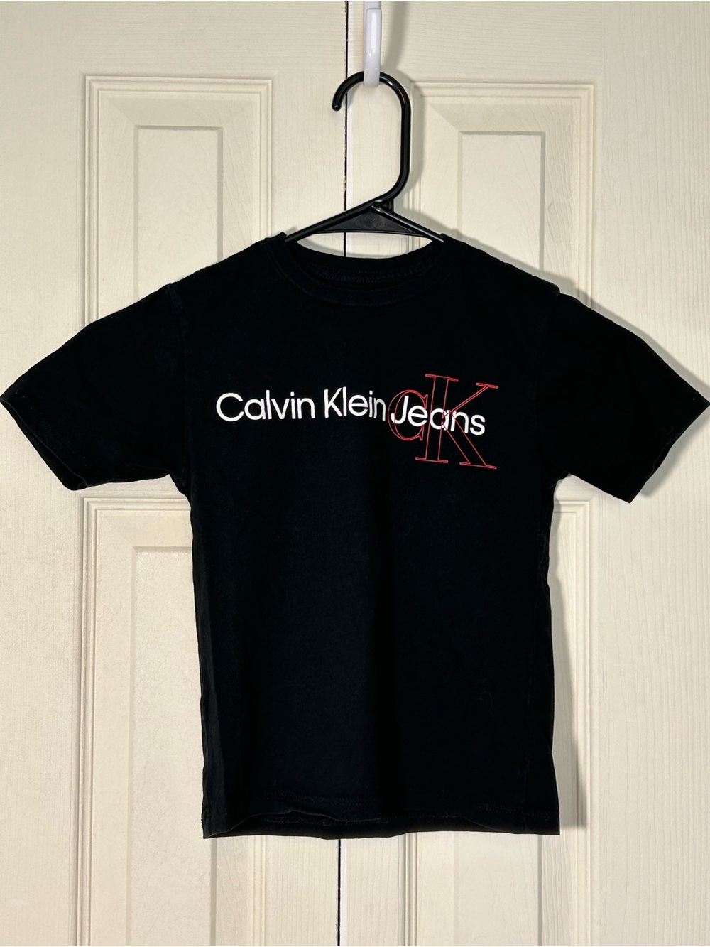Calvin Klein Black Tee with White Logo and Red CK Accent